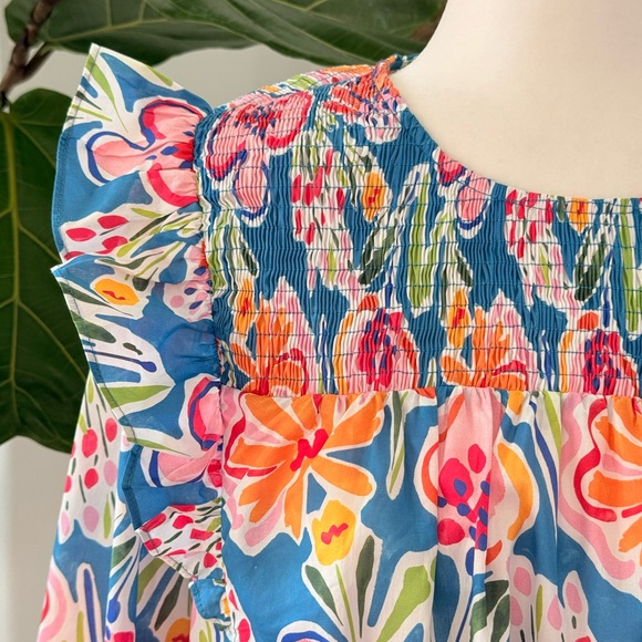 Floral Smocked Women's Top - Multicolor - Picture 2 of 3